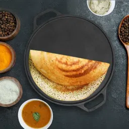 Smooth(Turning) Dosa/Roti Tawa 12inch Pre-Seasoned cast iron Flat Pan 30.4 cm diameter 0 L capacity-image-33