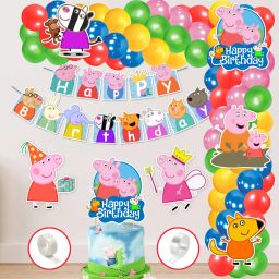 Peppa Pig Theme Balloon arc decoration,Pig Theme Birthday for Girls Decoration-0