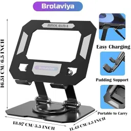 RANZZER 360 Rotating Portable Aluminum Adjustable Folding Tablet Stand Holder for I Pad Aluminium Floor and Desk Stand Rotatable Laptop Stand with Adjustable Height Compatible with Universal Laptops image 4