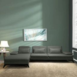 casacraft from pepperfry Jauna Fabric RHS Sectional Sofa (3 + Lounger) In Grey Colour-picture-39