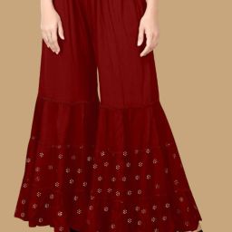 Women Relaxed Maroon Viscose Rayon Trousers-image-73