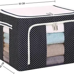 anerkennen Foldable Cloth Box Steel Frame Collapsible Wardrobe STORAGE BAG 24 L Organizer Polyester Laundry Bag-image-33