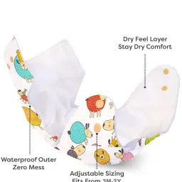 rotation Reusable Button Diaper Multi Color Pack of 3 Diaper & 3 Black 5 layer Insert image 4