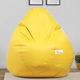 sattva Classic XXL Leatherette Bean Bag with Beans in Yellow Colour-picture-40
