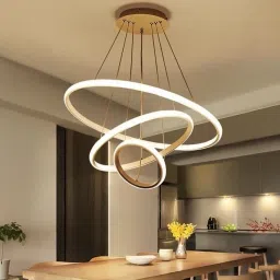 Modern Double 3 Ring LED Chandelier Lamp (Warm White, Gold) Chandelier Ceiling Lamp-image-26