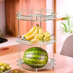 Stainless Steel Multipurpose Corner/Storage Rack (Silver) Stainless Steel Kitchen Trolley-38