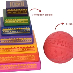 toycel Pitthu Game | Handcrafted Seven Colorful Wooden Blocks with 1 Rubber Ball image 2