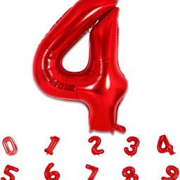 Solid Red Number 4/ Four Foil Balloons 32 Inch Birthday & Anniversary Decoration Letter Balloon-image-87