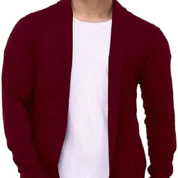 Men Longline Full Sleeve Maroon Shrug-image-93