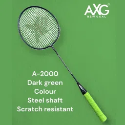 axg new goal Scratch resistant A-2000 Racquets set of 4 with 10 Feather Shuttles & Net Badminton Kit image 2