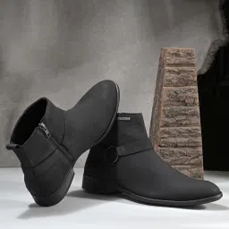 El Paso Men Black Faux Leather Casual Chelsea Boots Boots For Men-image-14