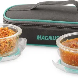 Vivid Solid Glass with Flat Pouch and Fixed Clip 2 Containers Lunch Box-20