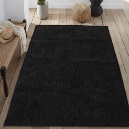 saral home Black Solid Fiber 4 ft x 6 ft Machine Made Carpet-picture-19