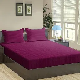 210 TC Cotton Double Striped Flat Bedsheet-image-46