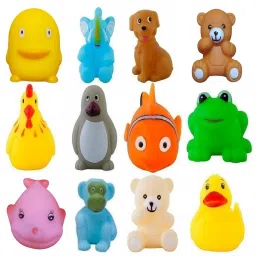 12 pcs animal soft and cute bath chu chu toy for little kids Bath Toy Bath Toy-image-2