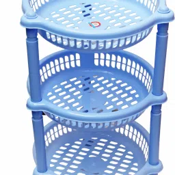 Plastic Rack Kitchen Fruit and Vegetable Round Basket Stand Blue Plastic Fruit & Vegetable Basket-image-58