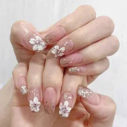Set of 24 Reusable Nails in Gentle Wind Short Style Tulip Nails design Cream-image-47