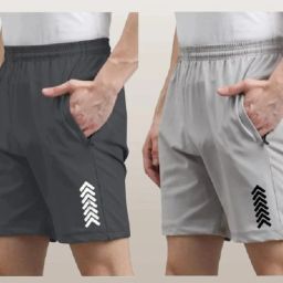 Pack of 2 Solid Men Grey, Grey Sports Shorts-image-33