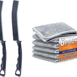 6 Pack Non-Scratch Wire Dishcloth & 2 Gap Cleaning Brush Microfibre Wet and Dry Brush-image-53