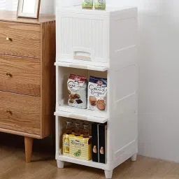 3 Layer Kitchen Square Portable Storage Rack Organiser for Kitchen Basket Plastic Kitchen Trolley-21