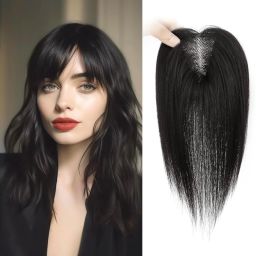 HAIR Women's topper In 2 Snap Clip for Women | Synthetic Topper Black Hair Extension-99