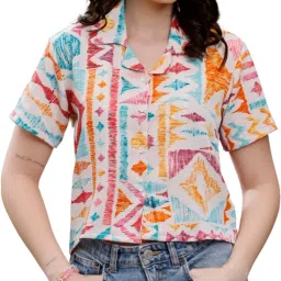 Women Regular Fit Printed Button Down Collar Casual Shirt-image-86