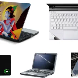 Mitram 5in1 Laptop Accessories Combo 15.6 Inch Radha Krishna laptop Skins Stickers, Screen Guard, Key Guard, Mouse Pad and Palmrest Skin for HP-DELL-Lenovo-Asus-Acer Laptops || Notebooks Combo Set-image-87