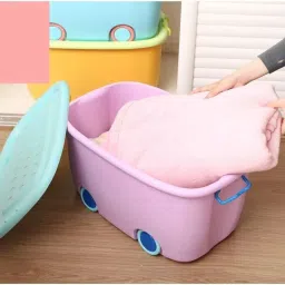 Plastic Handle & WheelsStorage Box,kids toy storage box,Container,Multi color Storage Basket-image-85