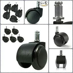 Office Chair Wheels Heavy Duty Pin Type ,Set of 5 Black, Load Capacity- 250 kg Fixed Furniture Caster-image-69