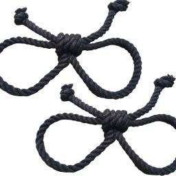 Soft Cotton Rope Handcuffs, Adjustable, Pack of 2 (Black)-6