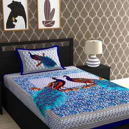 poorak 104 TC Cotton Single Printed Flat Bedsheet-picture-45