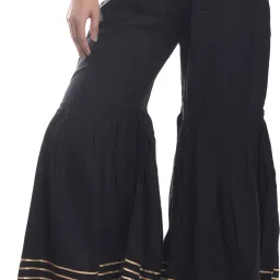 Women Regular Fit Black Viscose Rayon Trousers-image-14
