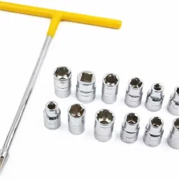 Chrome Vanadium T-Handle Socket Wrench Set, 12 Pieces (8mm-19mm) Socket Set-10