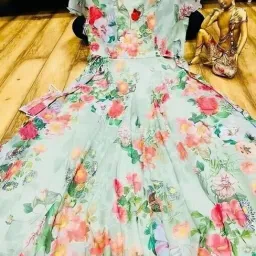 Floral Print Georgette Stitched Anarkali Gown-image-38