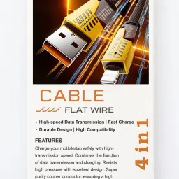 sparcx 4-in-1 Cable 10 A 1.2 m TPE Material 4-in-1 Charging Cable | USB-A & USB-C to Type-C/Lightning | 65W PD | 27W Lightning | 480Mbps Data Sync | Multi Charging Cable image 5