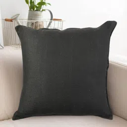 faburaa Black Solid Jute 18 x 18 Inches Cushion Covers (Set of 4)-picture-17