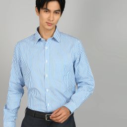 Men Slim Fit Striped Spread Collar Formal Shirt-image-46