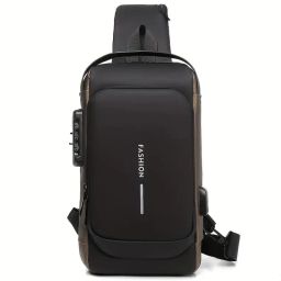 Black, Gold Men & Women Sling Bag Waterproof Polyester Slim Unisex Crossbody Sling Bag Chest Backpack Mens-image-4
