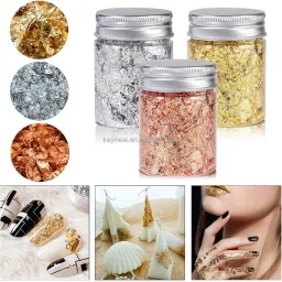 Gold Leaf Metallic Foil Schabin Gilding Metal Leaf Flakes Three Bottles Kit A10-image-13