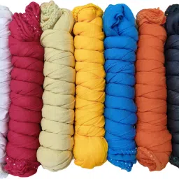 Cotton Blend Solid Multicolor Women Dupatta-image-52