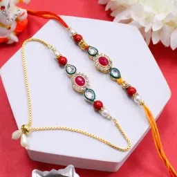 Bhaiya Bhabhi TR-RB24-BBRakhi-S003 Assorted Rakhi, Greeting Card, Chawal Roli Pack Set-image-93