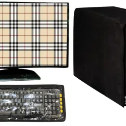 Wacky Computer Cover Full Set for 22 inch Computer Monitor, Keybord (8*18 Inch) and CPU (7.5*18*16 Inch)- CC-22-IN-BR-CHECK_P1-7