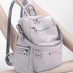 Medium 25 L Laptop Backpack Medium 25L Premium PU Leather Laptop Backpack For Women-image-46