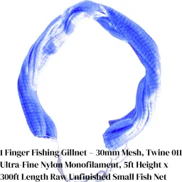 netking 1 Finger Jaal 30mm Mesh Fishing Gillnet – Twine 011, 5ft x 250ft, Raw Net Fishing Net image 4