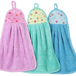 Hanging Hand Towel Velvet Napkin for Kitchen and Wash Basin ( Pack Of 2) 1.217 Random Colour Cloth Napkins-image-27