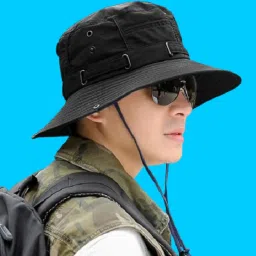 AlexVyan Casual Beach Hat SunVisor Hat for Gents UV Protection Wide Brim Summer Hat Cap-image-96