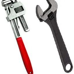 Combo of 10 Inch Pipe Wrench and 8 Inch Adjustable Wrench || Best Quality Hand Tools Kit || Single Sided Pipe Wrench-25