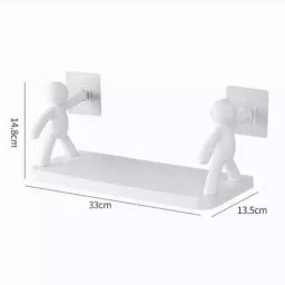 Self Adhesive Multi-Purpose Wall Hanging Humanoid floating Shelf 1.1650 Plastic Wall Shelf-image-54