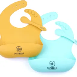 Silicone Adjustable Feeding Bib with Easy Grip Spoon For Feeding Toddlers & Baby - 100% Silicone-Food Grade-image-99