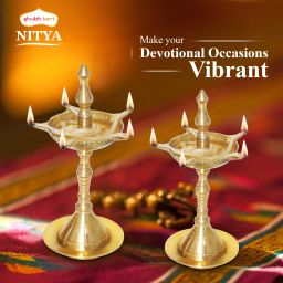 Nitya Kerala Samai Combo Brass (Pack of 2) Table Diya-10